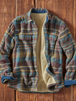 Chaqueta Camisa de Franela Escocesa Fuzzy para Hombre - Image 6