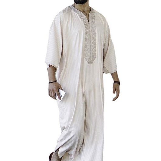 Túnica Blanca de Bordado Étnico Suelta y Casual para Mujer Musulmana - Image 2