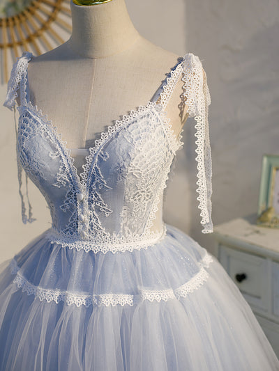 Vestido Corto Fantasy Azul con Falda Tul y Encaje Esponjoso - Image 11