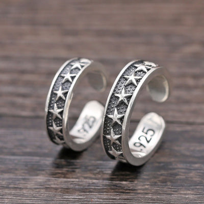 Anillo de Plata Esterlina con Estrella de Cinco Puntas Personalizado para Parejas - Image 4
