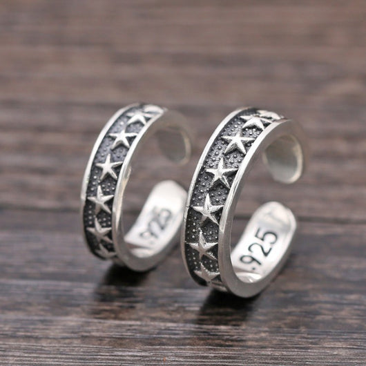 Anillo de Plata Esterlina con Estrella de Cinco Puntas Personalizado para Parejas - Image 4