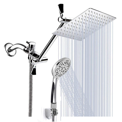 Ducha Manual de Acero Inoxidable con Varilla Extensible y 9 Funciones de Spray