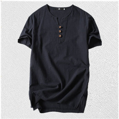 Camiseta Hombre Algodón y Lino Suelta - Image 8