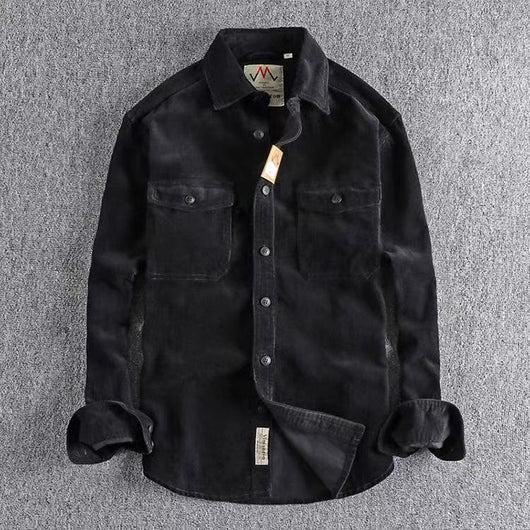 Camisa de Pana Vintage Lavada Manga Larga para Hombre - Image 22