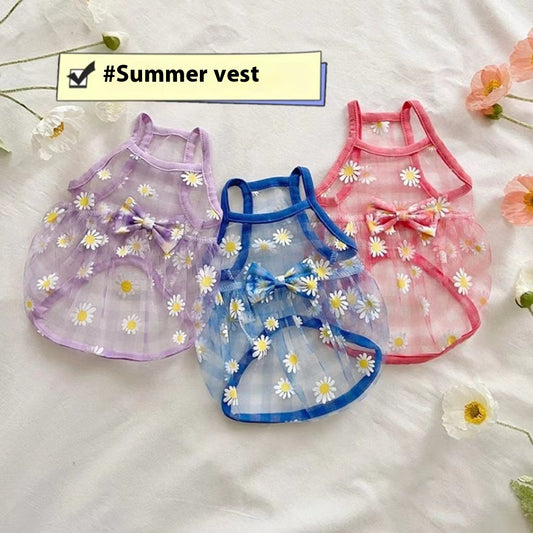 Chaleco de Malla Estampado Gatos y Perros Margaritas