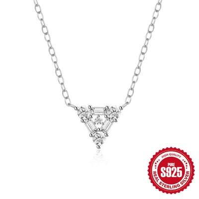 Collar Corto de Plata S925 Personalizado con Diamante Triangular para Mujer - Image 5