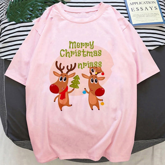 Playera Navideña con Estampado de Papá Noel y Reno - Image 11