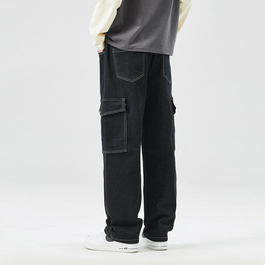 Pantalones Rectos Holgados Estilo Hong Kong Multiuso para Hombre - Image 5