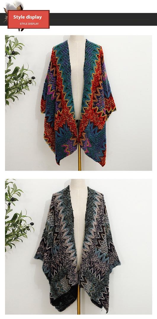 Chal Tejido Bohemio con Bolsillos - Abrigo Versátil - Image 8