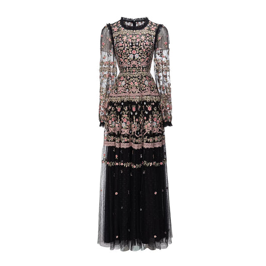 Vestido Swing con Bordado Pesado en Malla - Image 3