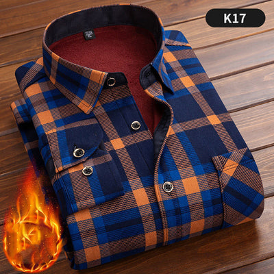 Camisa Cálida Acolchada de Terciopelo para Hombre Talla Grande - Image 16