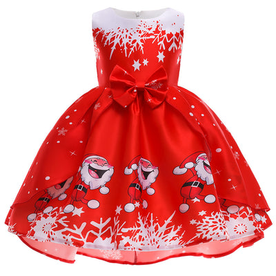 Vestido Navideño Princesa Santa Claus con Copos de Nieve para Niña - Image 2