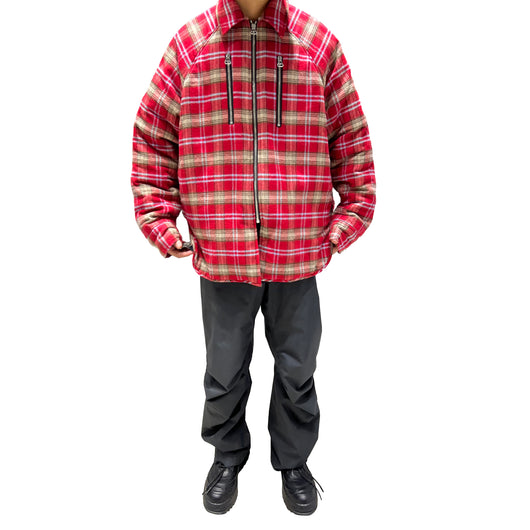 Chaqueta Acolchada de Cuadros Rojo para Hombre con Cierre de Cremallera - Image 11