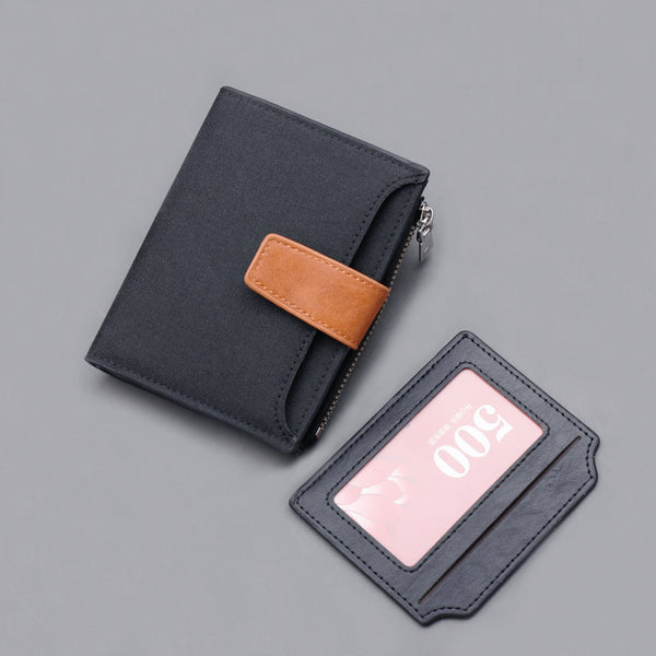 Cartera Corta para Hombre con Botón, Tela Oxford y Gran Capacidad