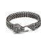 Bracelet Men Stainless Steel Vintage Negro Wolf Head Cuban Chain Hand Wristband Male Fashion Jewelry Wholesale Accessories Gifts 21cm Negro