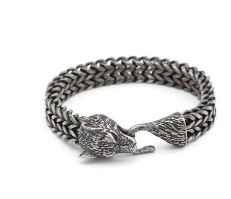 Pulsera para Hombre de Acero con Eslabón Cubano y Cabeza de Lobo - Image 6