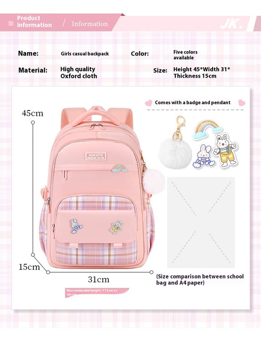 Mochila Escolar a Cuadros para Niñas de Primaria - Image 12