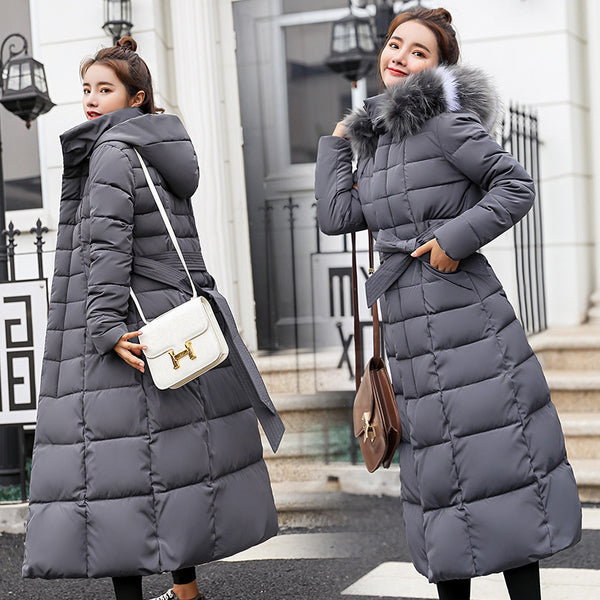Abrigo Acolchado Ajustado Largo hasta la Rodilla para Invierno