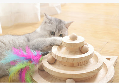 Juguete Interactivo de Madera para Gatos con Plataforma Giratoria - Image 13