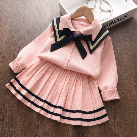 Conjunto Cardigan y Falda Tejida Estilo Occidental para Niña