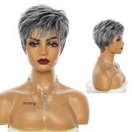 Peluca Corta Rizada Gris para Mujeres Maduras - Image 6
