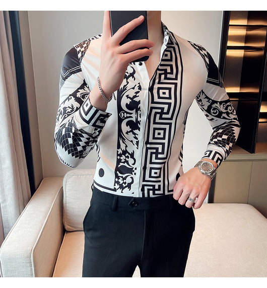 Camisa Manga Larga Estampada Slim Fit para Hombre - Image 10