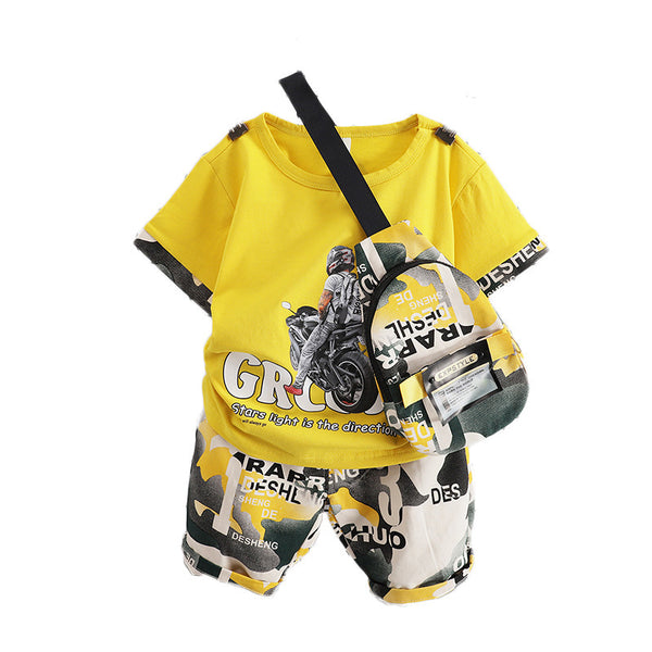 Traje Corto de Algodón Estampado para Niño