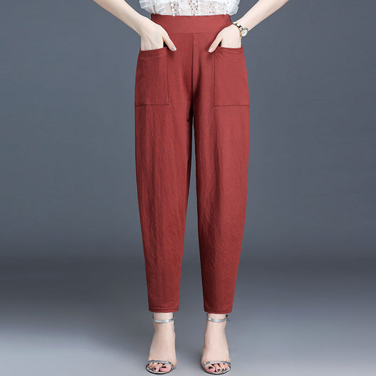 Pantalones Harem Mujer Cintura Alta Estilo Casual Bloomers - Image 2