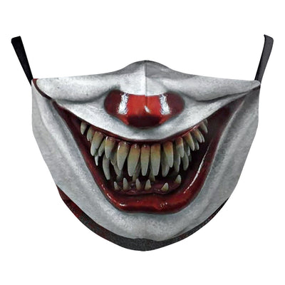 Halloween funny face mask with a digital print of a stitched-up face and yellow teeth, featuring ear hooks. - Image 28