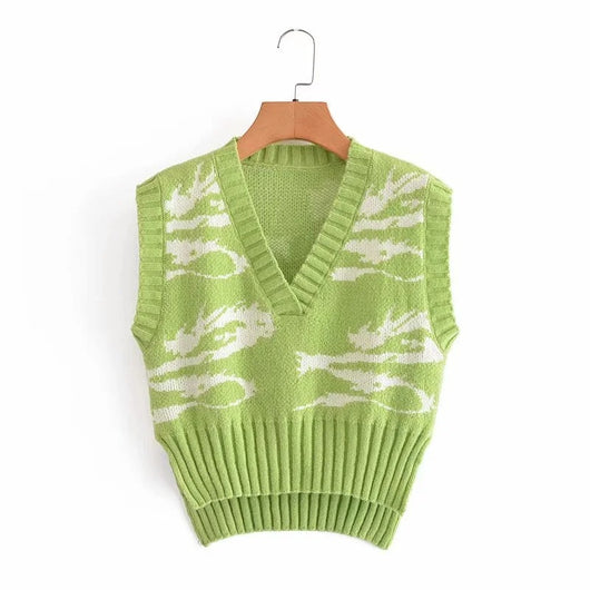 Chaleco Tejido Jacquard Totem Mujer - Escote V, Laterales Abiertos, Largo Asimétrico - Image 10