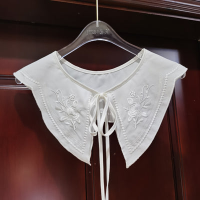 Chal Femenino con Cuello de Encaje Organza Bordado y Flores - Image 11
