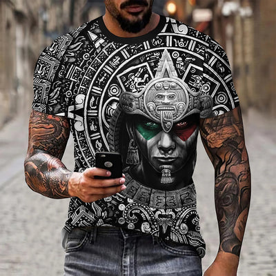 Playera Holgada Águila y Serpiente Cuello Redondo para Hombre - Image 16