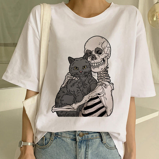 Playera Pareja a Juego con Estampado Divertido de Gatos - Unisex Manga Corta Tendencia - Image 7