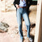 High-Waisted Slim Jeans with Ankle Slit