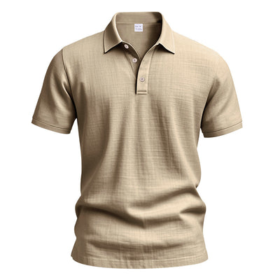 Polo Casual Británico Hombre con Cuello Solapa y Cierre de Hebilla en Lino - Image 10