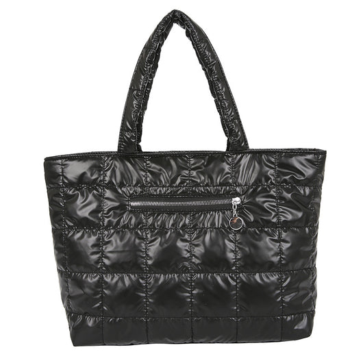 Bolsa de Hombro Cuadrada con Costura a Cuadros en Nylon - Image 11