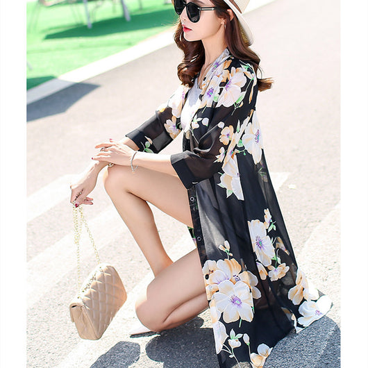 Cardigan de Gasa Estampado con Protección Solar para Mujer - Image 2