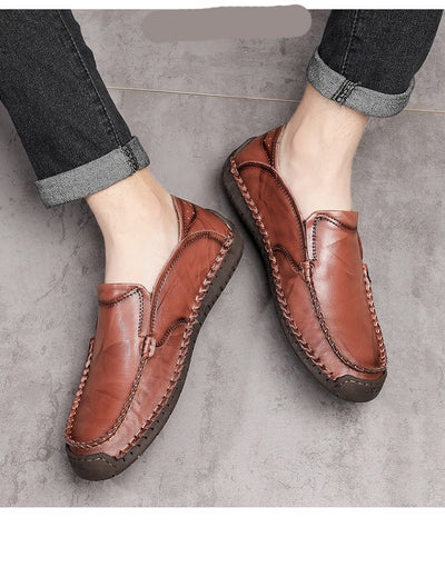 Mocasines Hombre Cuero Ligeros Antideslizantes Sin Cordones - Image 33