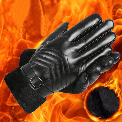 Guantes de Cuero de Invierno Unisex con Forro Polar y Pantalla Táctil - Image 3