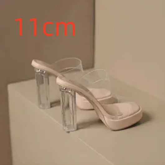 Pantuflas de Tacón Alto Transparente Cristal - Estilo Viral Tendencia - Image 15