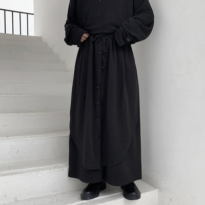 Pantalones Anchos para Hombre con Botones Superpuestos en Negro - Image 4