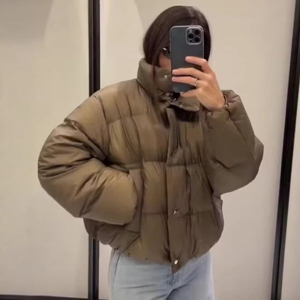 Abrigo de Algodón para Mujer con Cuello Alto, Cálido y Versátil