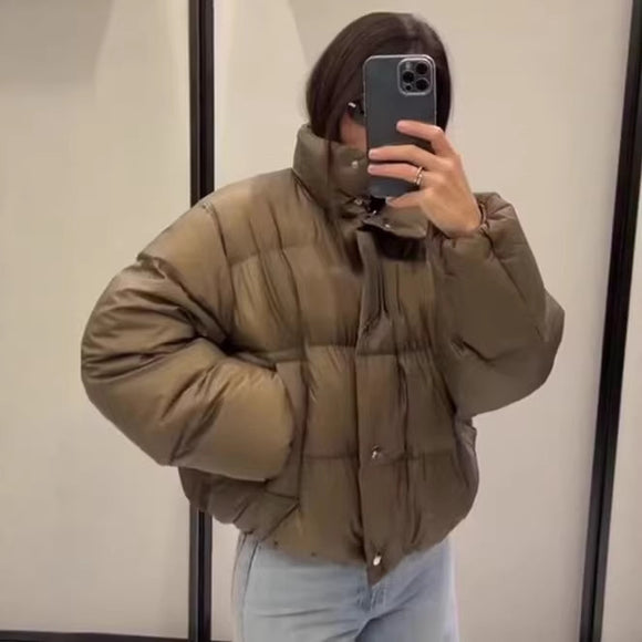 Abrigo de Algodón para Mujer con Cuello Alto, Cálido y Versátil