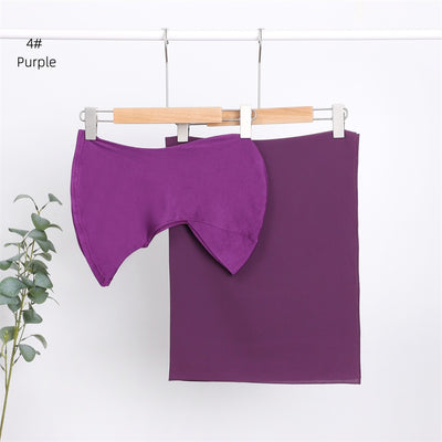 Pañuelo Modal Transpirable de Color Sólido con Gorro Integrado en Chiffon Perla - Image 6