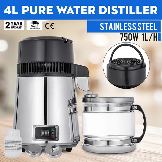Destilador de Agua Pura 4L Acero Inoxidable Automático