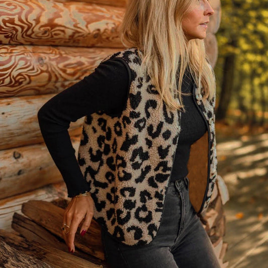 Chaleco de Pelo de Leopardo Elegante para Mujer