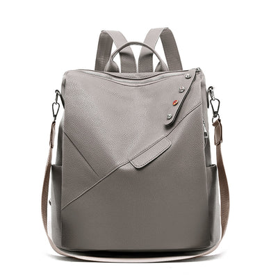 Mochila de Cuero PU Estilo Universitario para Mujer - Bolso Escolar Minimalista - Image 5