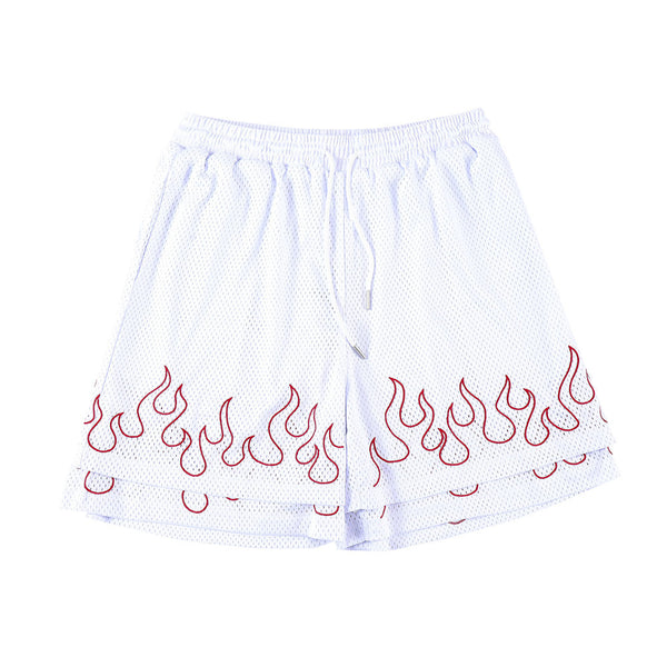 Shorts Deportivos Hombre con Diseño Flama Bordada - Tendencia 2024