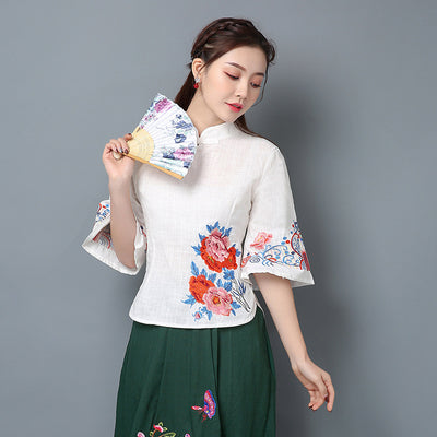Camisa Elegante con Cuello Alto y Bordados Elaborados - Image 10