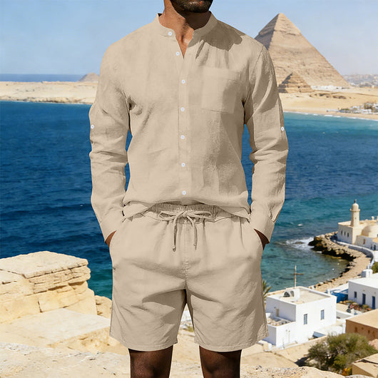 Conjunto de Camisa y Shorts de Lino para Hombre
